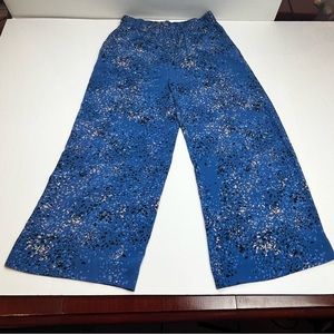 Madison Grey Womens Size XS Blue Black Wide Leg Pull On Pants Two Pockets Preppy